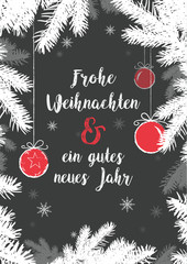 Weihnachten Weihnachtskarte mit Weihnachtsbaum und Weihnachtskugel