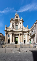 Fototapeta na wymiar Basilica della Collegiata (also known as Santa Maria dell'Elemosina) in Catania, Sicily, Italy, built in the early 18th century.