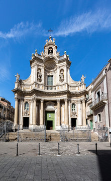 Basilica della Collegiata (also known as Santa Maria dell'Elemosina) in Catania, Sicily, Italy, built in the early 18th century.