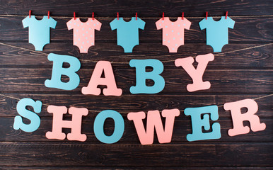 Decoration for Baby shower on wood desk
