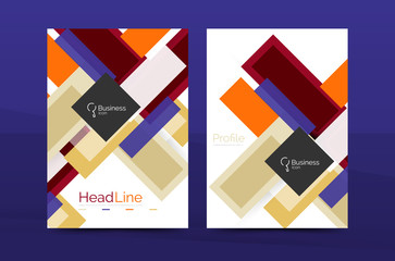 Set of modern geometric business annual report covers