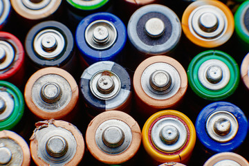Energy abstract background of colorful batteries.