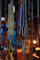 Small craft shop without electric light in Morocco