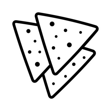 Tortilla chips or nachos tortillas line art icon for apps and websites