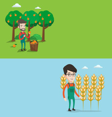 Two agricultural banners with space for text.