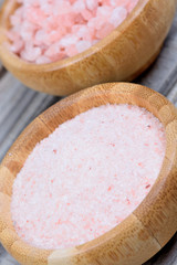 Bamboo bowls with pink salt