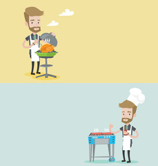 Two food and drink banners with space for text.