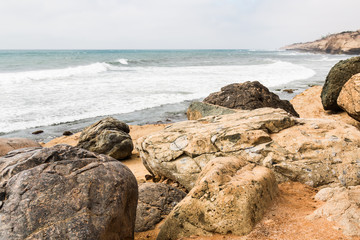 Fototapeta na wymiar Boulders at the Point Loma tide pools in San Diego, California.