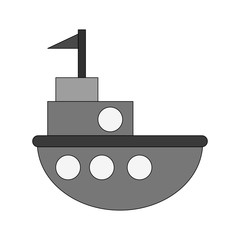 Ship toy icon. Childhood play game and object theme. Isolated design. Vector illustration