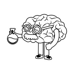 Brain with flask icon. Science laboratory chemistry and research theme. Isolated design. Vector illustration