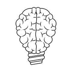 Brain and bulb icon. Big idea creativity genius and imagination theme. Isolated design. Vector illustration