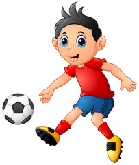 Cartoon boy playing football