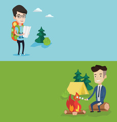 Two travel banners with space for text.