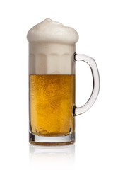 Glass of beer on a white background