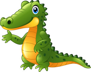 Naklejka premium Cartoon crocodile presenting