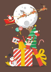 Merry christmas out of big gift box