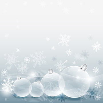 Christmas ball with decorated snowflake silver background, vector illustration.