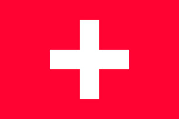 Waving flag of Switzerland. Vector illustration of icon with red and white colors.