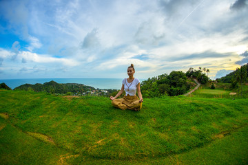 Woman Yoga - relax in nature