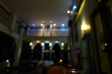 Abstract background blur vintage old antique house at night.