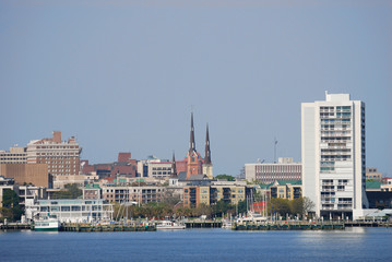 Charleston cityscape and river view