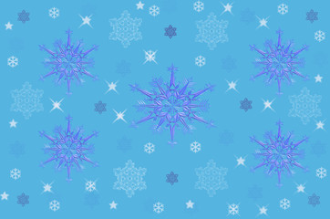 Снежинки на голубом фоне.