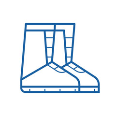 Winter snowboard boots vector icon in outline design. Riding boot pair thin line illustration.