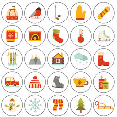 Vector winter cartoon icons