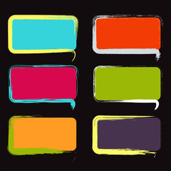 Bubble speech colorful art design on black background | blank sign talking illustration