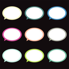 Bubble speech colorful art design on black background | blank sign talking illustration