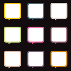 Bubble speech colorful art design on black background | blank sign talking illustration