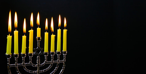 Fototapeta premium Jewish holiday hannukah with menorah traditional