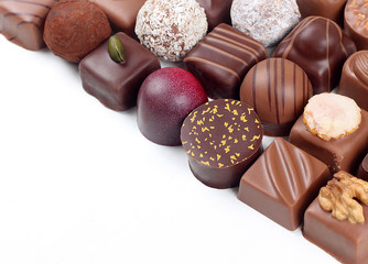 Assortment of chocolate candies and pralines