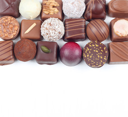 Assortment of chocolate candies and pralines