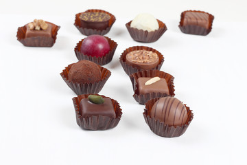 Assortment of chocolate candies and pralines