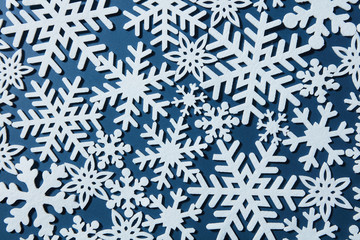 Blue Christmas background with snowflakes