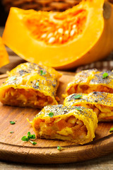 Pumpkin  strudel .selective focus.