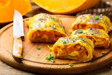 Pumpkin  strudel .selective focus.