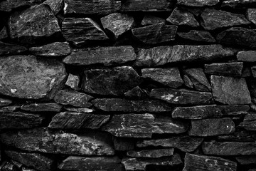 Black and white Stone wall background.