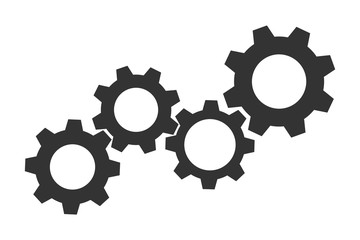 Zahnräder auf weißem Hintergrund