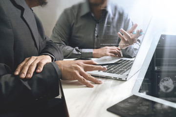 Business team meeting. Photo professional investor working new s