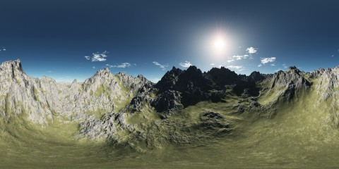 panorama of mountains. made with the one 360 degree lense camera