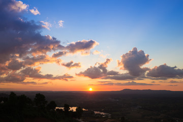 Fototapeta na wymiar Khao Kho mountain ranges in the sunset, Thailand