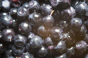 Wild forest berry blueberries is on the table.