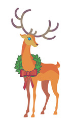 Reindeer Christmas icon. Moving deer