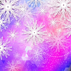 Fototapeta na wymiar Origami Snowflake Merry Christmas And Happy New Year greeting card