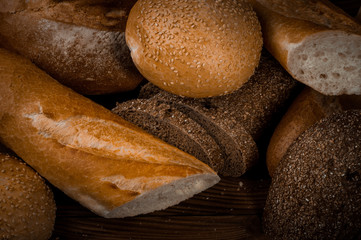 Fresh fragrant bread on the table. Food concept