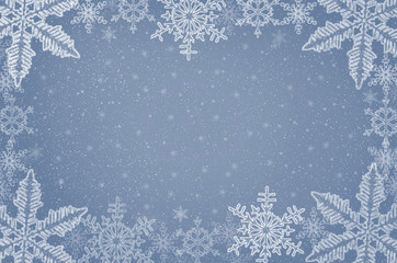 Снежинки на голубом фоне. - obrazy, fototapety, plakaty