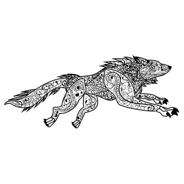 Zentangle Hand drawn vector doodle ornate  dog illustration