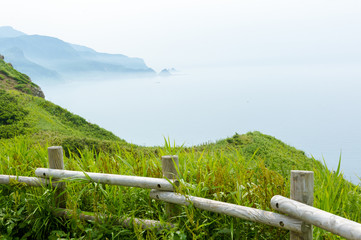 Fototapeta na wymiar Japan, summer, cape of Hokkaido, North blue sea 